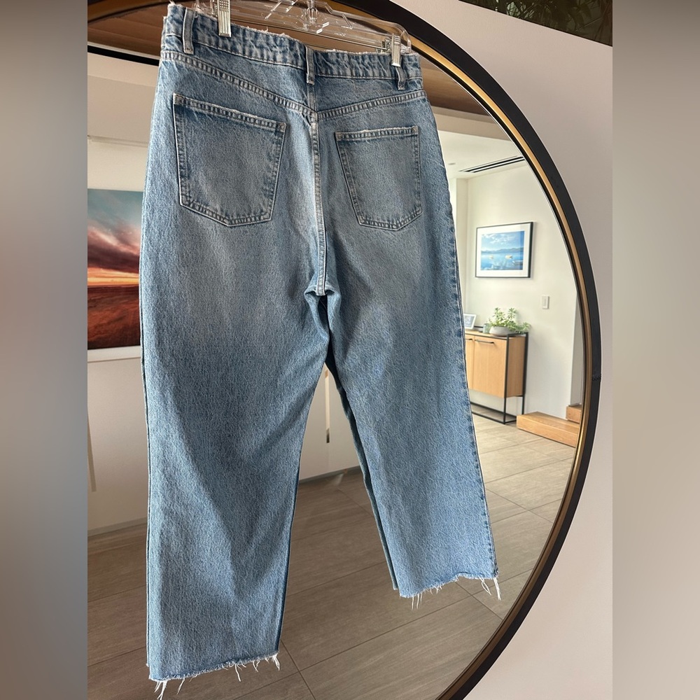 Zara Distressed Denim Blue Jeans Size 12 Baggy Fit - Picture 2 of 13